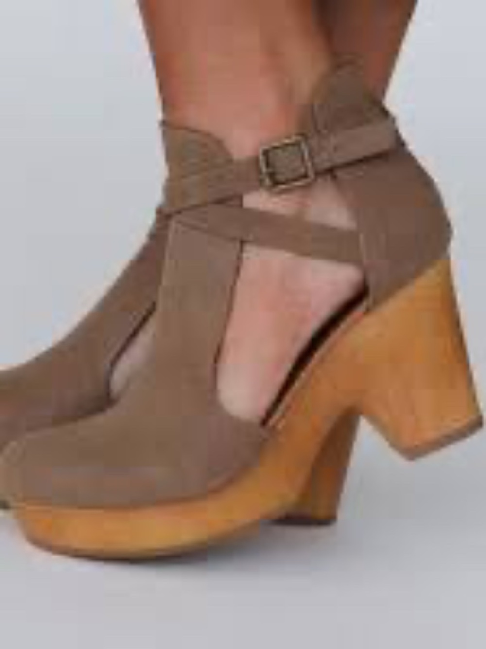 Bamboo Women's Ankle Strap Clog / Platform Block Heel
